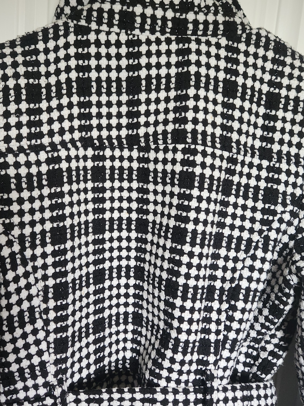 Black & White Houndstooth Plaid Tie-Waist Coat Rampage Women's Coat Size Small - Picture 11 of 13